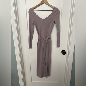 NWOT Pact XS lavender ribbed belt dress